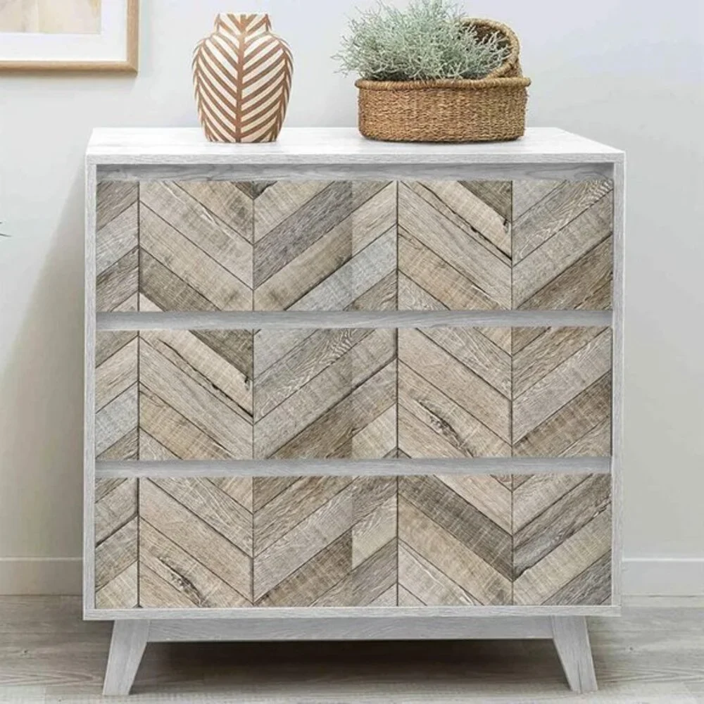 Wood Wallpaper Herringbone Peel and Stick Wallpaper‎ 17.7inch×118.1inch Rustic